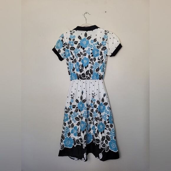 Vintage Jodi California A-Line Dress Floral Pinup 50s Retro Milkmaid Size Small - Picture 6 of 16